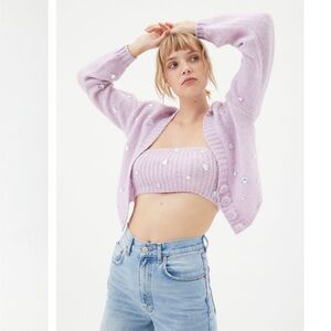 UO Lolli Embellished Cardigan & Tube Top